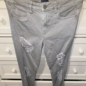 AE Green Jeggings with holes